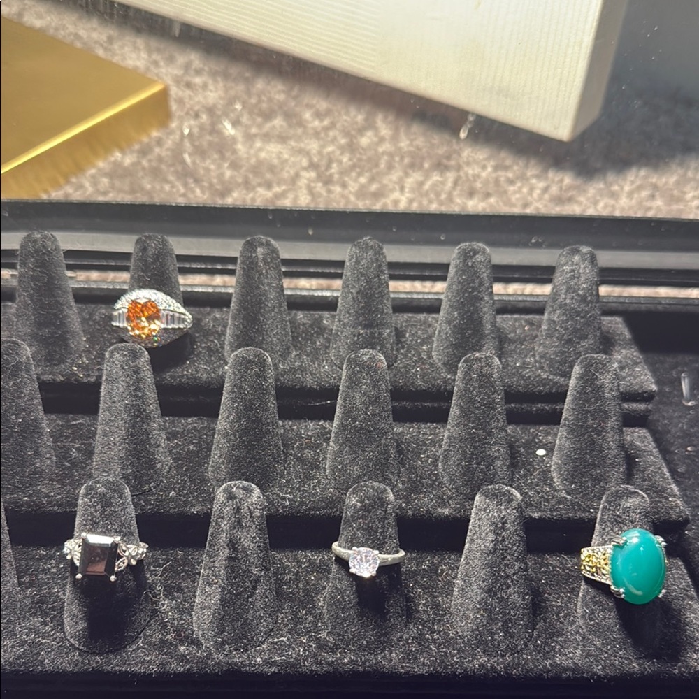 Elegant Silver and Gold Gemstone Ring Set